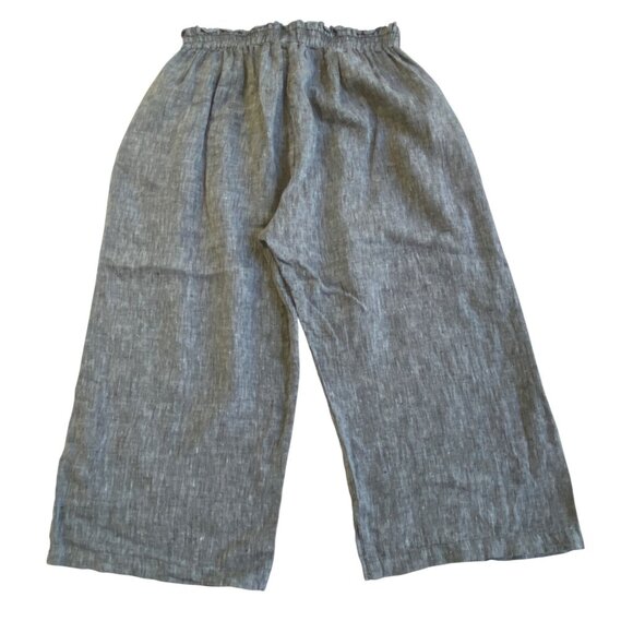 Mast 1883 Pants Womens Size L 100%  Linen Crop Wide Leg Gray High Rise Lagenlook - Picture 3 of 6
